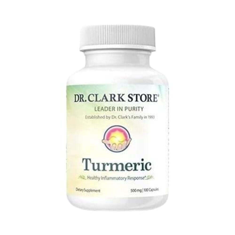 Dr Clark Store Turmeric Curcumin 500mg - 100 Kapsułek, Wsparcie immunologiczne, Natural Herbal Supplement, Non-GMO, Wegan, Antyoksydant Boost