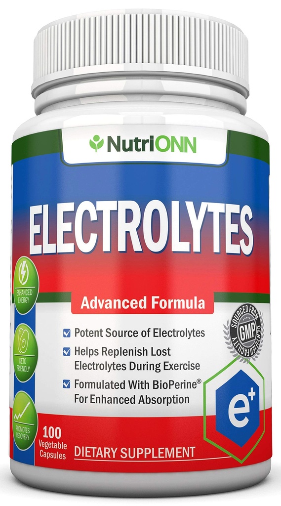 Elektrolity - 100 Kapsułek do zamiany elektrolitów naturalnych - Premium Keto Friendly Pills - No Sugar - Świetny do nawadniania, Odnawiania i rewitalizacji - Ślad minerałów Potas, Magnezu, Sodu Salts