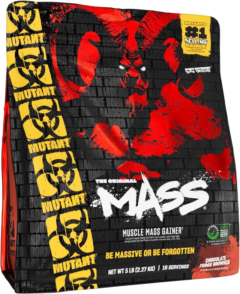 Mutant Mass Gainer Protein Powder - Wysokie Calorie Protein for Lean Mass, Muscle Build, & Bulking - 5 funt - Czekoladowe krówki Brownie