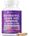 JB Wellness Resveratrol Grape Seed Extract, Berberine, Quercetin - suplement polifenolu dla kobiet i mężczyzn z Noni Extract, N- Acetyl Cysteine, Acai Extract - 60 kapsułki