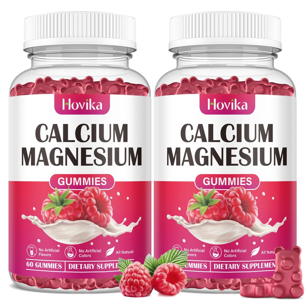 Wapnia Magnezu Cynk Gummies- Wapnia Magnez 2: 1 Stosunek z witaminą D3, K2, B6, B12 dla kości Siła, Mięśnie Funkcje & Nerve Zdrowie, Dodatkowa Wchłanianie Formuła, Wegan, Malina Flavor 120 Gummies