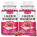 Wapnia Magnezu Cynk Gummies- Wapnia Magnez 2: 1 Stosunek z witaminą D3, K2, B6, B12 dla kości Siła, Mięśnie Funkcje & Nerve Zdrowie, Dodatkowa Wchłanianie Formuła, Wegan, Malina Flavor 120 Gummies