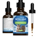 Złoto Detox dla kotów - Delikatne Detoksykacja i Eliminacja Wsparcie, Pielęgnacja układu immunologicznego, Nettle, Błogosławiony Thistle, Burdock Root - Weteranarianowy suplement ziołowy 2 oz (59 ml)