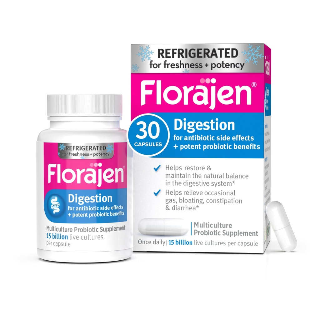 Probiotyki trawienne Florajen, suplement zdrowia Gut z zaparciami i ulgą dla dorosłych, 30 Hrabia (w lodówce)