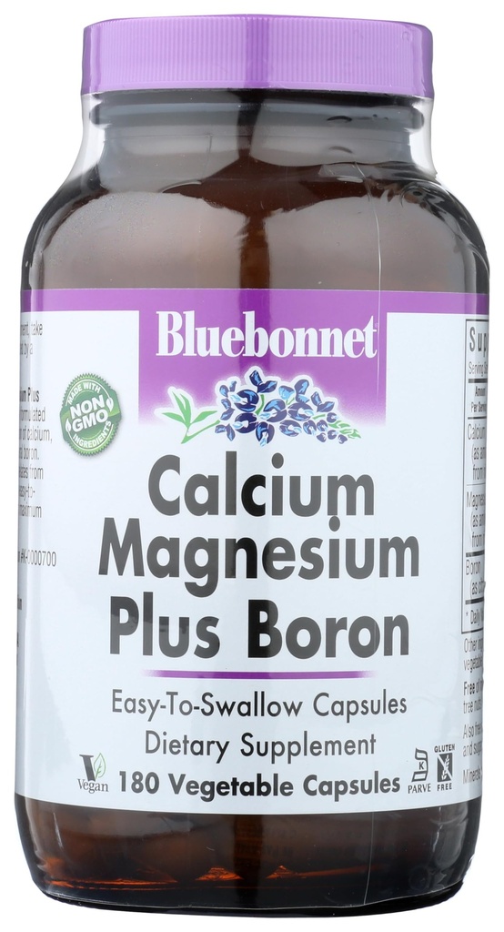 BlueBonnet Wapnia Magnez Plus Boron Kapsułki wegetariańskie, Off- White, 180 Hrabia