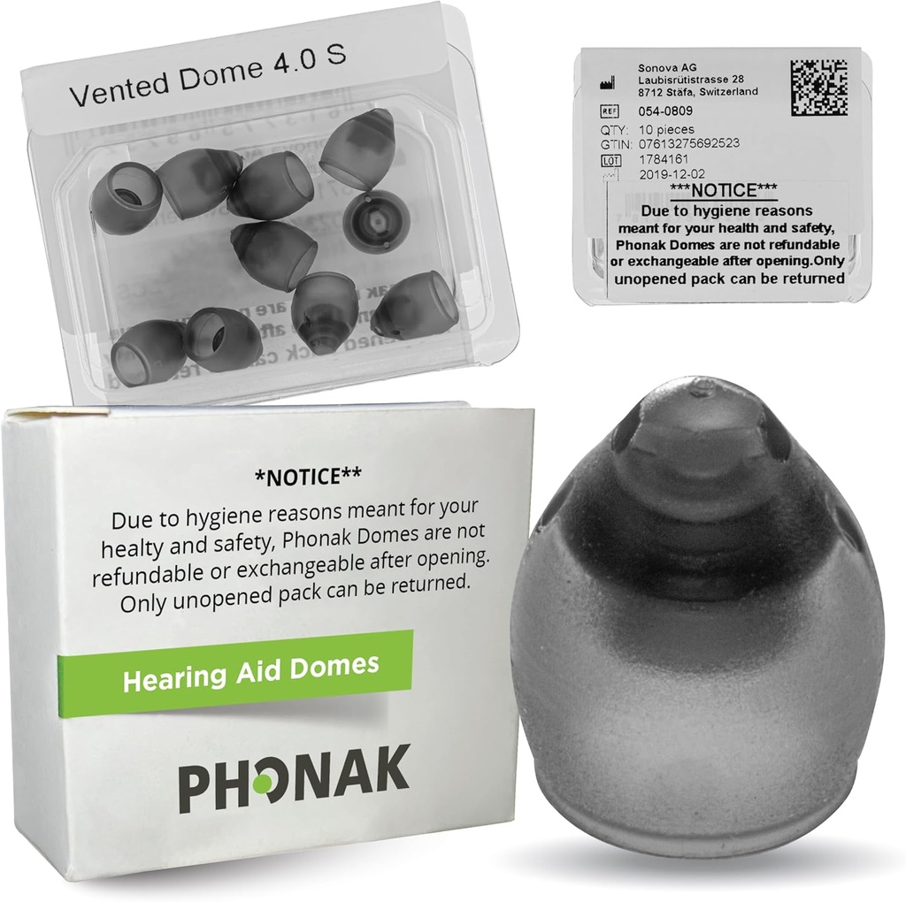 Phonak Vented 4.0 Dome Small (0.29 cala = 7.5mm) 10 Domes, Oryginalne OEM Szwajcaria Wymiana przez Sonova, Domy pomocy słuchu dla Phonak Audeo Marvel Paradise Lumity Akcesoria -1 Pack / 10 Domes Razem