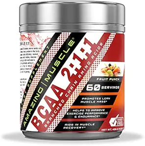 Amazing Muscle BCAA 2: 1: 1 Branched Chain Amino Acids Supplement Equipment 124; 6000 Mg Per Serving Evidence 124; Fruit Punch Flavor Evidence 124; 60 Servings