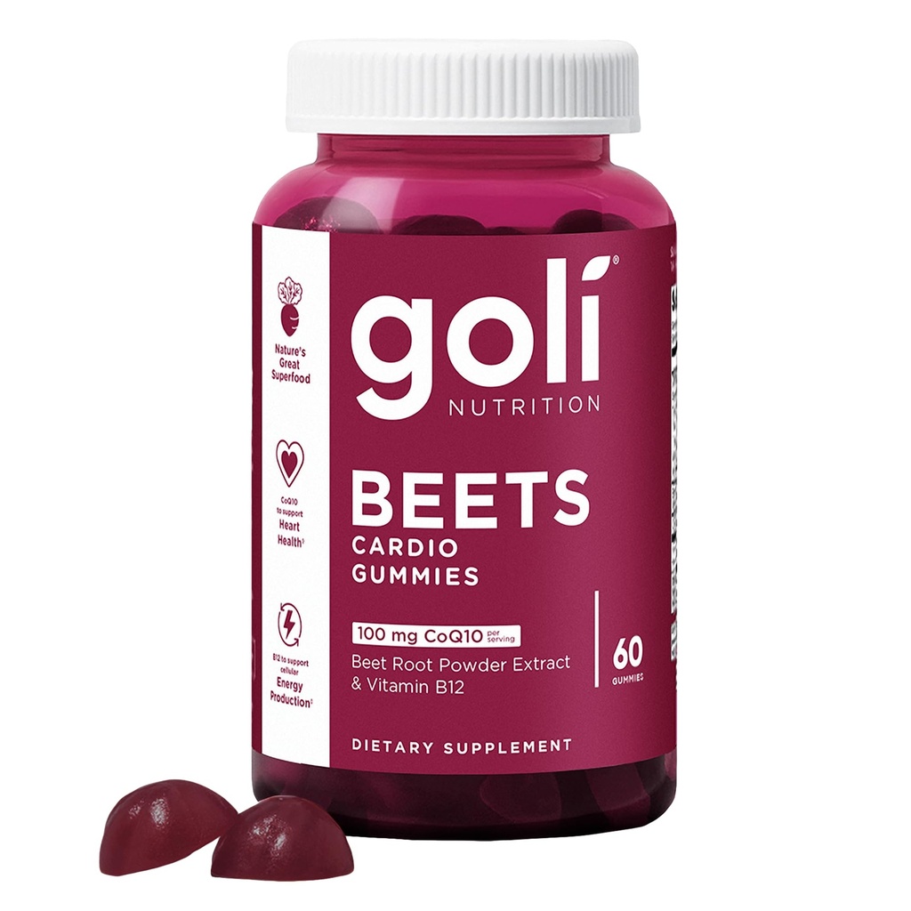 Goli Nutritional Supplement, Beets Cardio Gummy - 60 Count - 100mg CoQ10 & Beet Root Extract - Gluten- Free, Vegan, Non-GMO i Gelatin- Free. Nature 's Great Superfood.