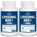 Liposomal NAD + 500 mg + Trans- Resweratrol 300 mg, Superior Absorption, True NAD Supplement Efficient Than NMN, Nikotynamid Ribozyd do naprawy metabolizmu i DNA energii komórkowej, Zdrowe starzenia, 120 Softgels
