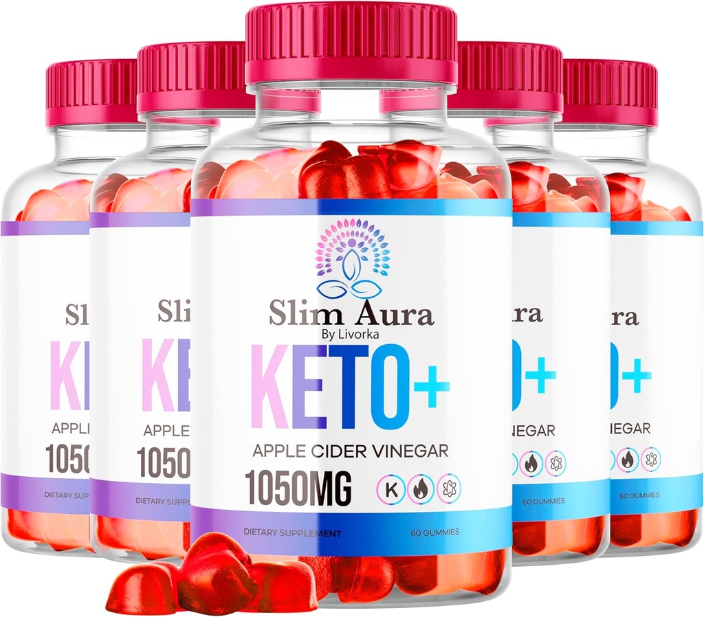(5 Pack) Slim Aura Keto ACV Gummies - Oficjalne Slim Aura Keto Plus Jabłko Cider Vinegar 1050MG Advanced Formula Gummys, All Natural Premium Formula, Slimaura Gomitas Recenzje, 300 Gummies za 5 Miesiące