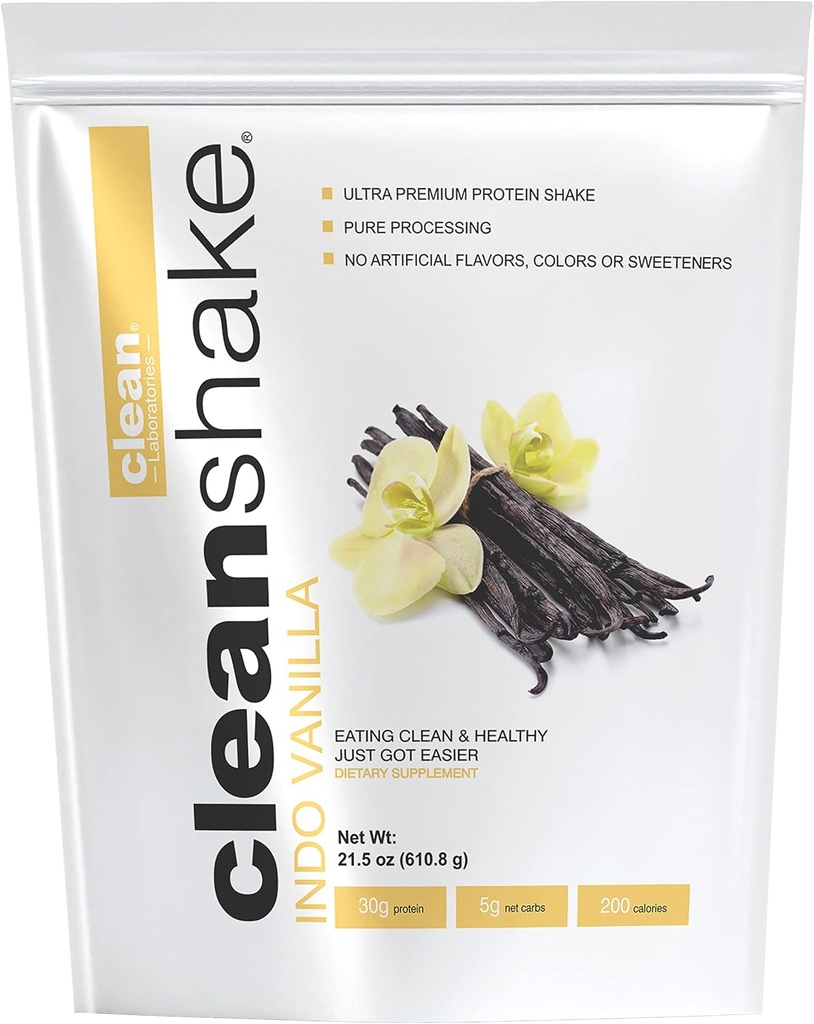 CleanShake Ultra- Premium Protein Shake. Czysty proszek proteinowy wstrząsnąć z 21 składników organicznych, 23 witaminy i minerały, i Non-GMO i rGBH- beztrawkowe serwatkowego białka. Zatwierdzone białko.