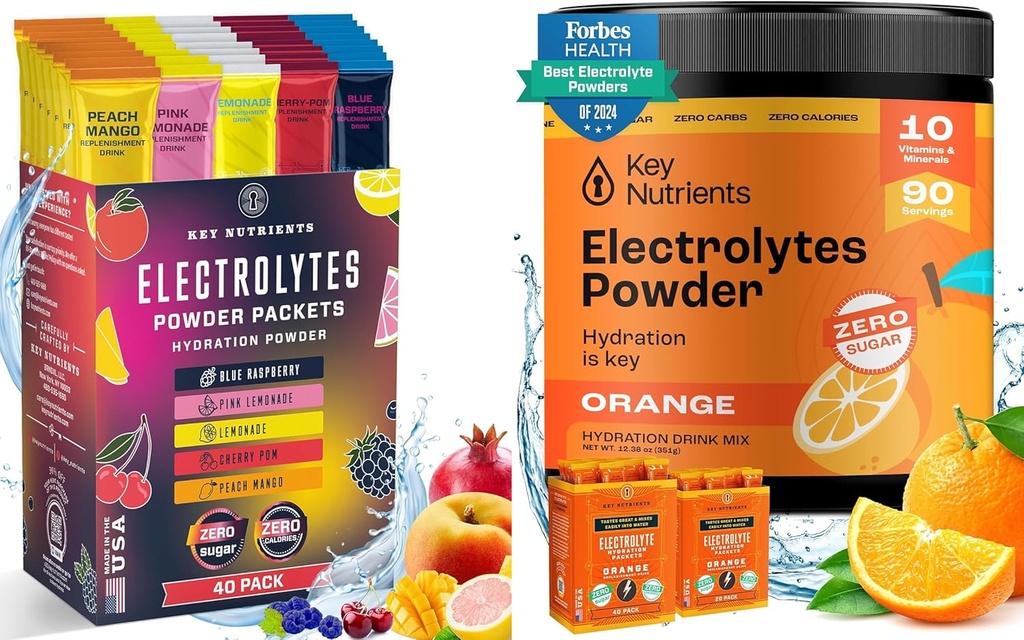 Numery KLUCZOWE Ultimate Hydration & Recovery Bundle: 40 Pack Multivitamin Hydration Pakiety & 90 Służenia Tangy Orange Electrolyte Proszek - No Sugar, Gluten- Free, Keto- Friendly
