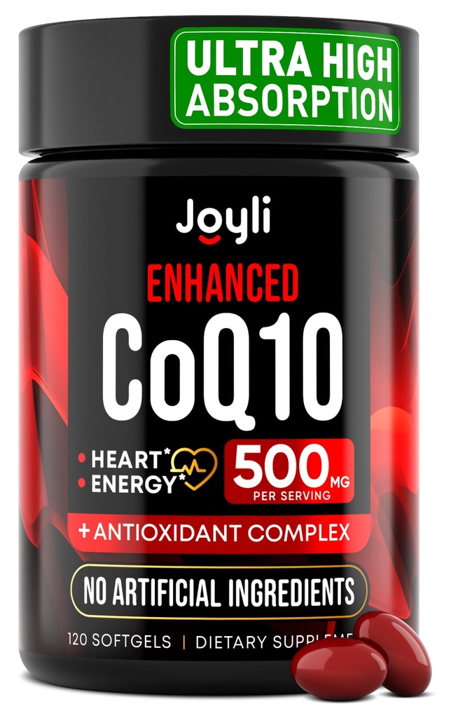Wysoka absorpcja CoQ10 500MG - Co Q 10 Suplement 120 Softgels for Heart Health & Energy Production - Wzmocnione CoQ10 Suplementy odżywcze z koenzymu Q10 - Alternatywa dla coq10 400 mg softgeli
