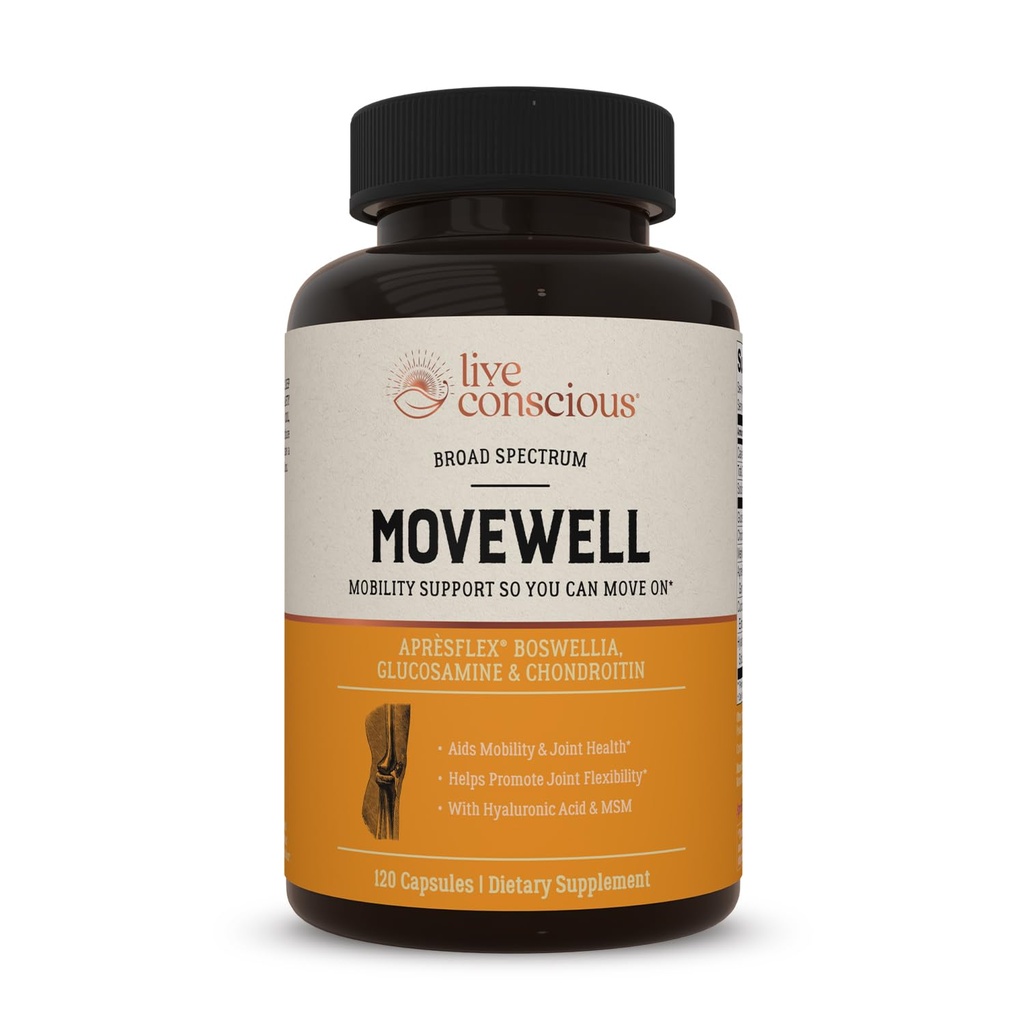 Żywa Świadoma Glukozamina Chondroitin z MSM, Kwas hialuronowy i więcej - MoveWell Joint Health Supplement