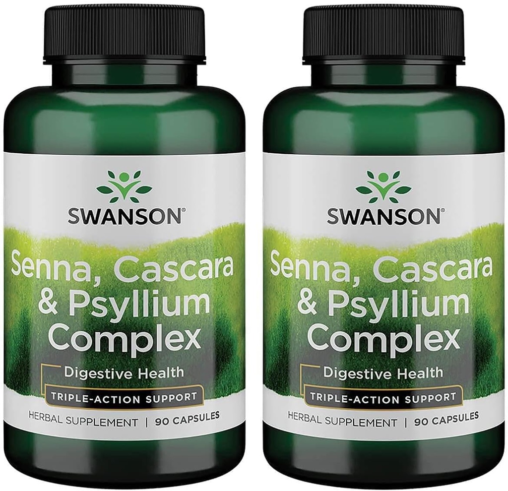 Swanson Senna Psyllium Cascara Complex GI Tract Regularny Wsparcie 90 Kapsułki (2 opakowania)