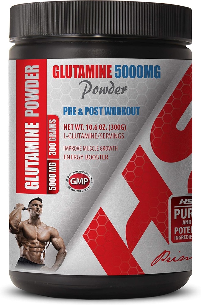 Po treningu Proszek - PRE & Post Trening - Proszek GLUTAMINE 5000MG - Kwas glutaminowy glutaminy - 1 Może 300 Grams