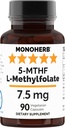 MONOHERB L- Metylofolan 7,5 mg - 90 Kapsułki wegetariańskie - Metylowy suplement foliowy