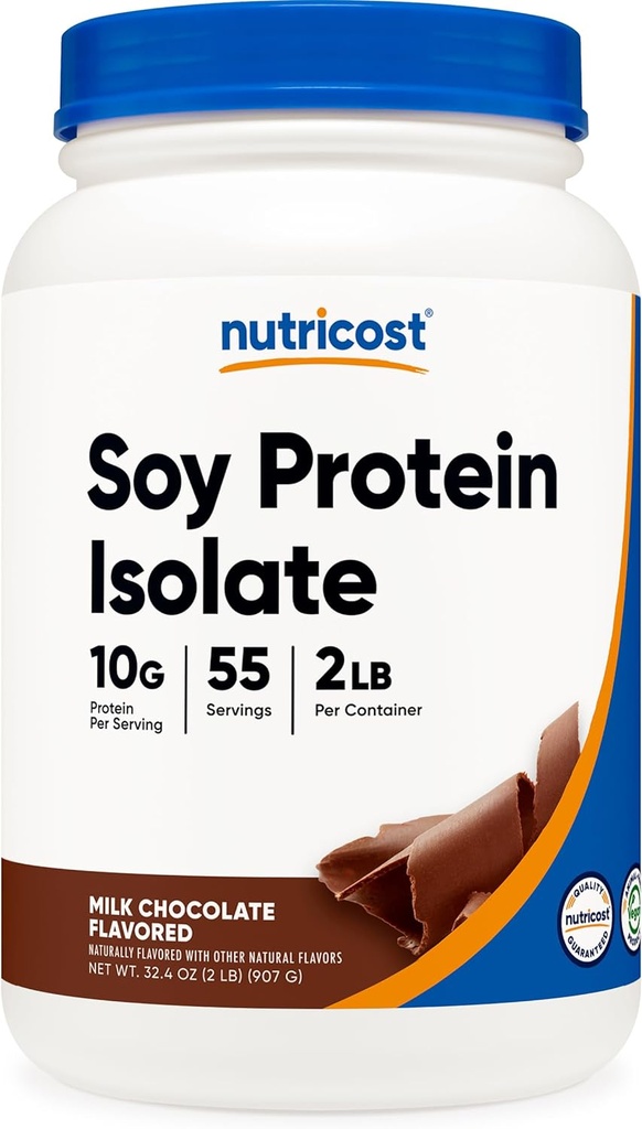Nutricost Soy Protein Isolate Powder, 2 LB Mleko Czekolada - 10 gramów białka na serwowanie, Wegan, GMOFree & Gluten Free