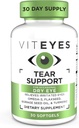 Viteyes Tear Support Eye Soothing Mieszanka, Sporadycznie Suchy Suplement do oczu, Brak kropli do oczu, Resness Relief, Witamina oka, Wsparcie alergii na swędzące oczy, Omega-3 Olej rybny, 30 Softgels