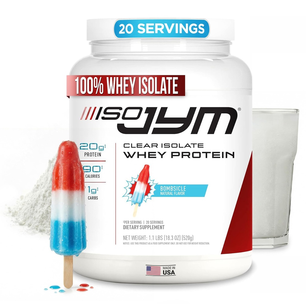 JYM Supplement Science Iso JYM Bombsicle, 90 Calories, 100% Izolat białka serwatki, Zero tłuszczu, Cukry zero, Mieszanki jasne, dla kobiet i mężczyzn, 20 Służenie
