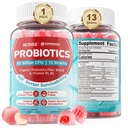 NEVISS Probiotic + Prebiotyczne gumki dla dorosłych i dzieci 4 +, Sugar Free Chewable 50 Miliard CFU w / włókno, Witamina B1 B2 D3 & Cynk, dla zdrowia digestive & Gut, Boost Microflora Różnorodność, 60 Ct