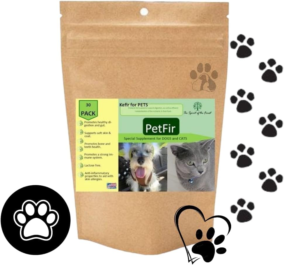 Petfir Pack Kefir dla psów i kotów Suplement Zwierzęta domowe probiotyczne pies zaawansowane probiotyczne formuła dla psa (50 gr)
