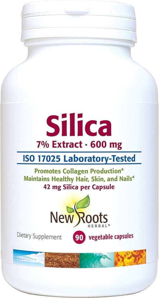 Silica 7% Extract Supplement (90 kapsułki) - 600mg na kapsułkę - Silica Supplement - Support Hair Nail and Skin Bridge 124; NOWA ROOTS HERBAL