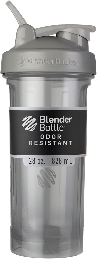 BlenderBottle Shaker Butelka Pro Series Perfect for Protein Shakes and Pre Workout, 28- Ounce, Smoke Grey