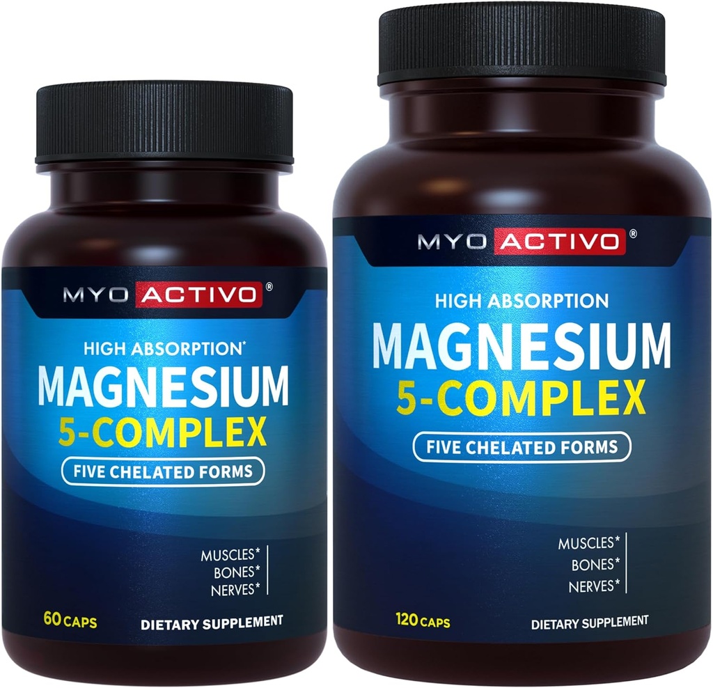 60ct + 120ct - MyoActivo 5- in-1 Magnezu Complex - Wysoka absorpcja - Chelated Magnezu