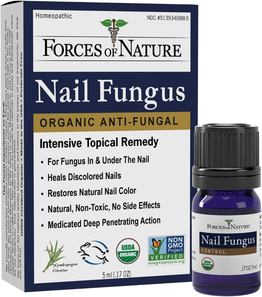 Siły Nature Toenail Grzyb paznokci Leczenie, Organiczne przeciwgrzybicze Restores Wygląd paznokci i paznokci, Homeopatic Medicine for Cracked, Suchy, Uszkodzony i odbarwiony paznokci, 0.17 FL OZ