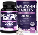Melatonina 30 mg tabletki dla dorosłych (240 tabletek) - Szybko rozpuszczona tabletka z 30 mg melatoniny na tabletkę - Bez glutenu, Nie-GMO, 100% wegetarianin, & Great Tasting - Mieszany aromat - Made in USA