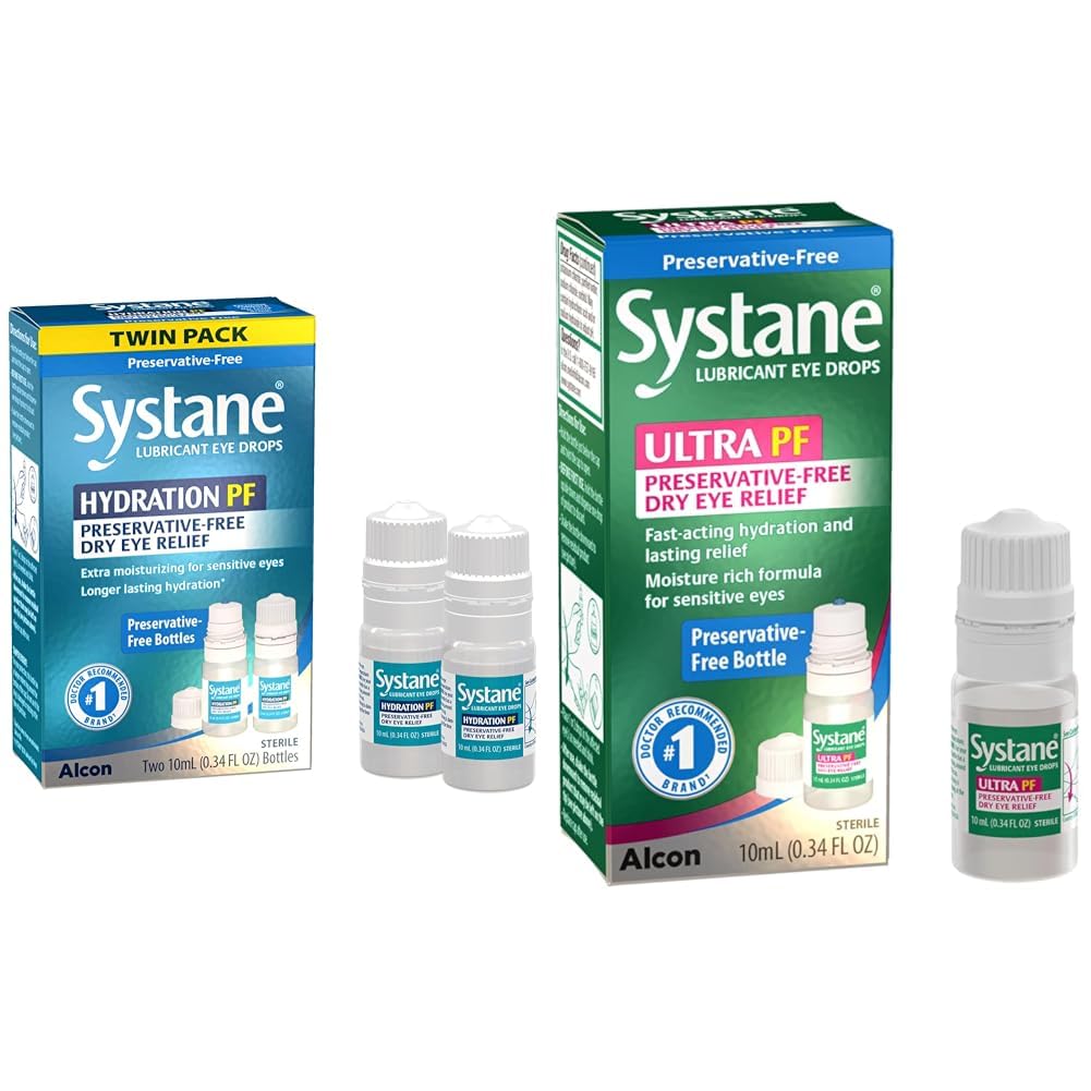 Systane Hydration Multi- Dose & Ultra PF Preservative-Free Eye Drops Twin Pack (2x10ml) & 10ml Bundle