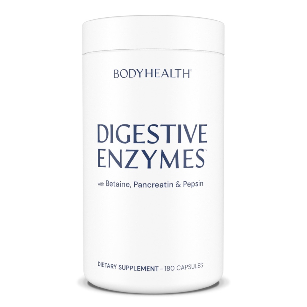 BodyHealth Digestive Enzymes Full Spectrum Digestive Support (180 czapek), Betaine, Pepsin, Pancreatin BPP Załadowany Enzymami i Probiotykami, Ulga dla Bloating żołądka, Heartburn, Gaz, Zaparcia