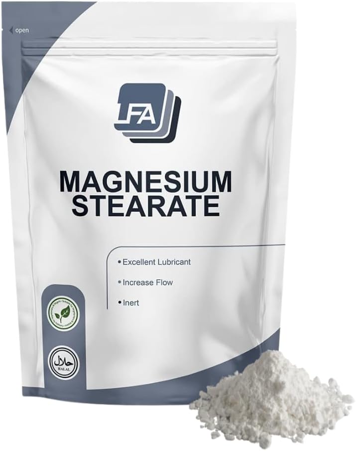 Magnezu stearynian w proszku - Suchy płyn smarowy - 1 kg (2,2 lb) Środek przeciwkleisty i przeciwzakrzepowy do prasowania tabletek Pil & Capsule Mix - Halal - Kosher - Vegan
