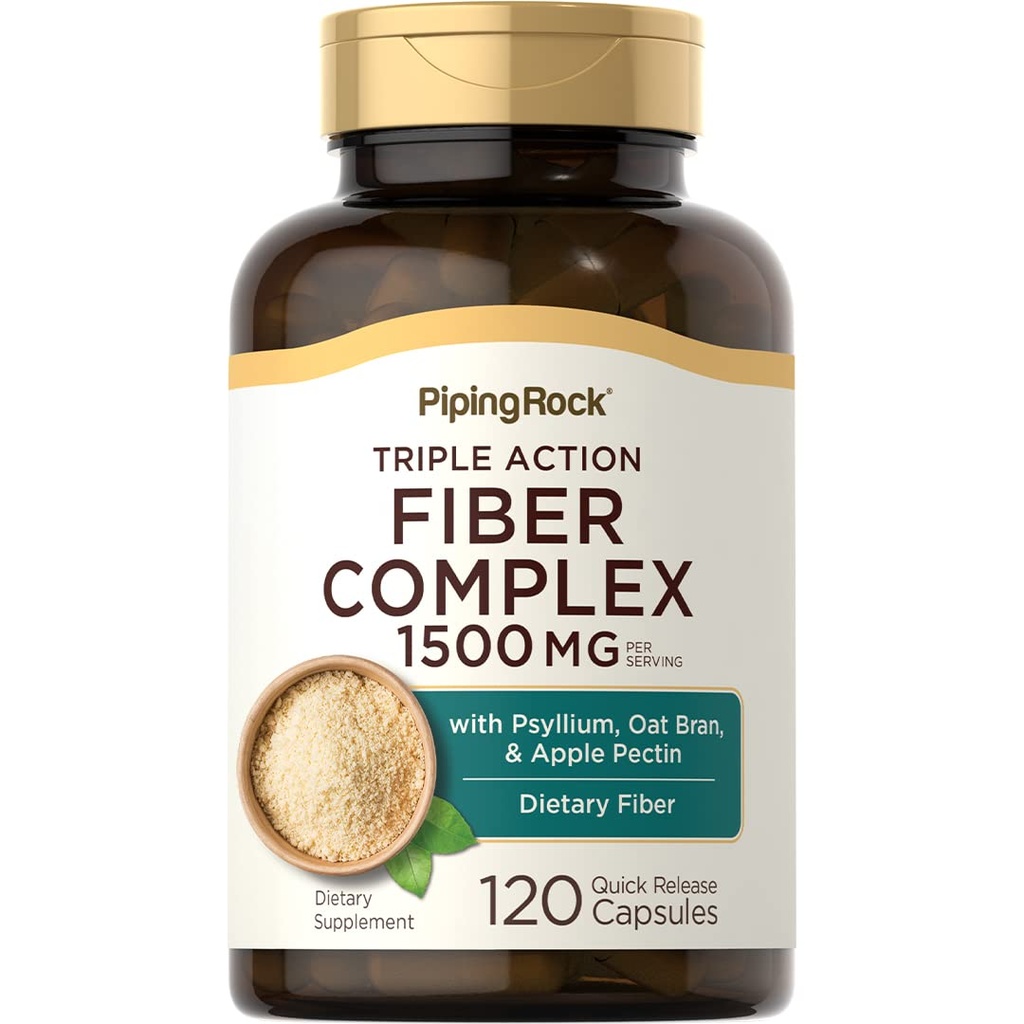 Pining Rock Fiber Complex Supplement Supplement 124; 1500mg Supplement 124; 120 kapsułki 124; Triple Action Pills 124; z Psyllium, Oat Bran, i Apple Pectin Budapest 124; Non-GMO, Gluten Free