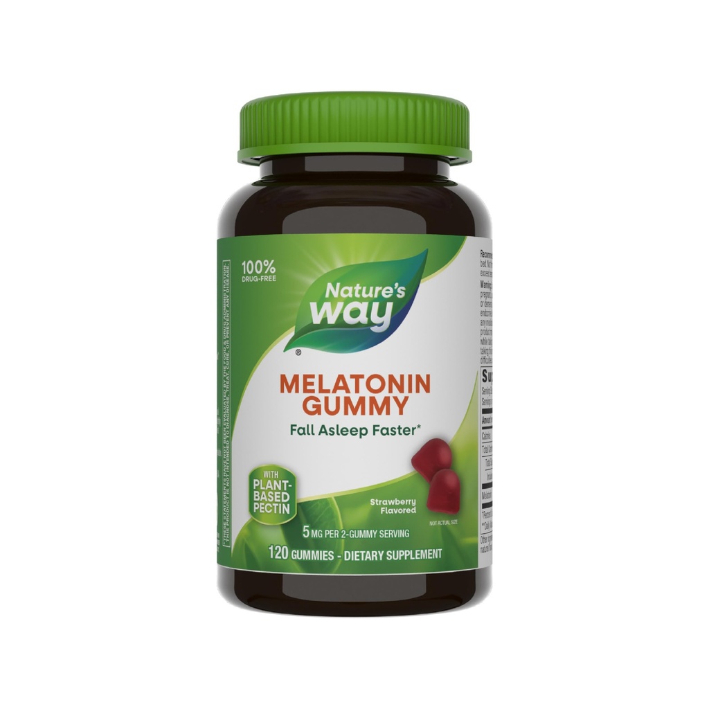 Nature 's Way Dorosłe Gummies melatoniny, Wspiera niespokojny sen *, Upadek szybciej *, Strawberry Flavored, 5 mg Gummies melatoniny na 2- Gummy Serving, 120 Count