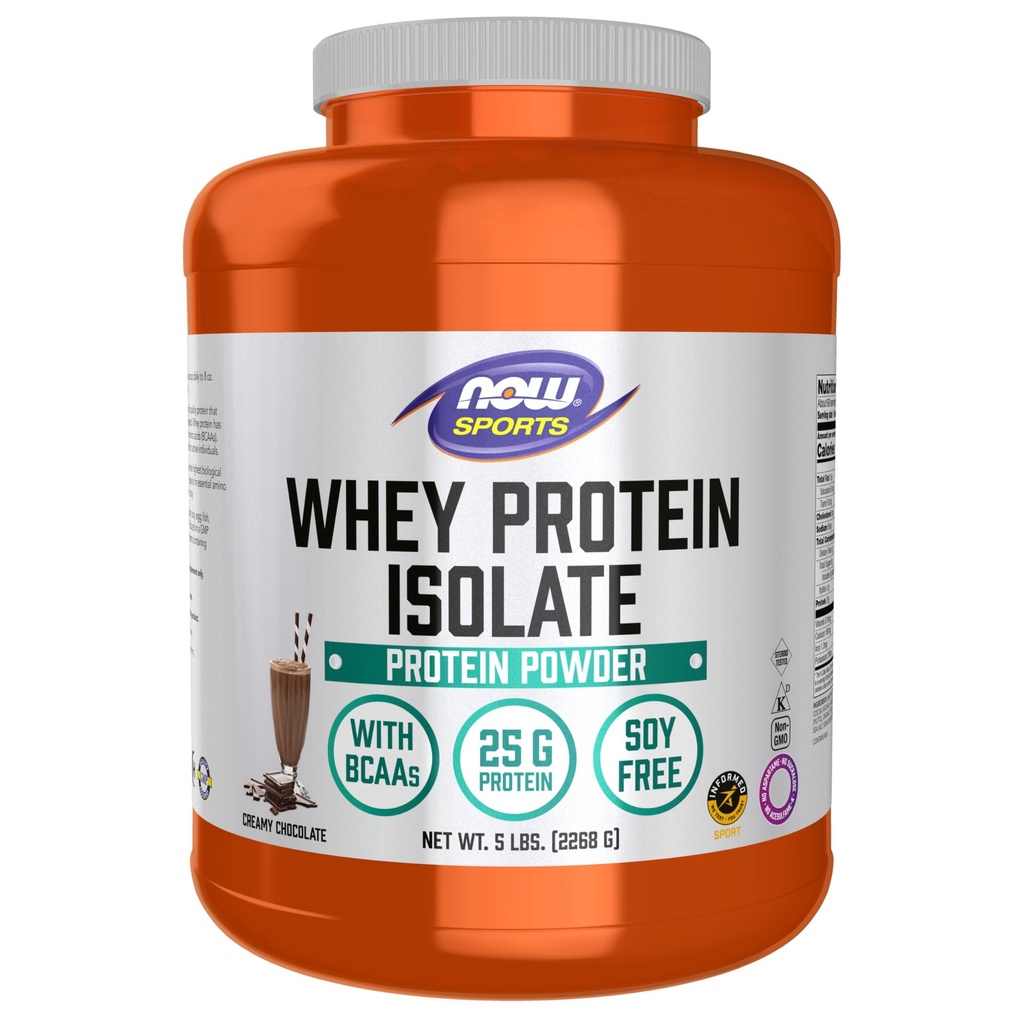 Teraz żywność Sport Nutrition, izolacja białka serwatki, 25 G z BCAA, kremowy proszek czekoladowy, 5- funt