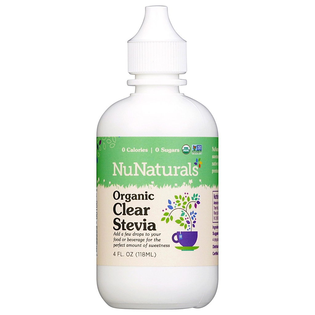 NuNaturals Clear Extract Stevia, Plant- Based Sweetener, Butelka plastikowa, 4 oz