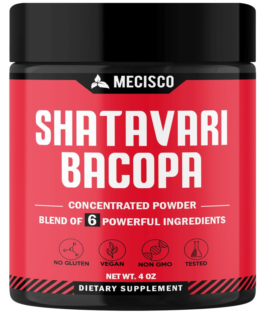 6in1 Shatavari Powder Organic - Mieszane z Shatavari Root, Bacopa Monnieri, Ashwagandha Root, Vitex Berry, Fenugreek & Black Pepper - Wspiera Odmładzanie, Promotes Energy & Vitality - 4 Oz