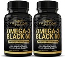 FREZZOR Omega 3 Black for Joint Care & Comfort - New Zealand Green Lipped Mussel Oil Kapsułki; 53x Wyższa moc z UAF1000 + Super Antioksydant, No Fishy Aftersmast, 60 Count (Pack of 2)