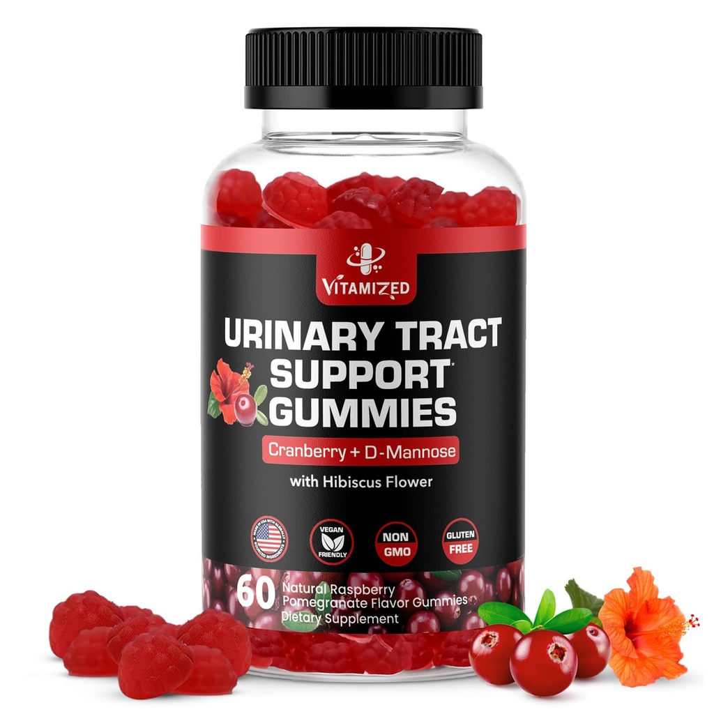 Pothent Gummies żurawinowe 1500mg z D Mannoss - Urininary Tract Health for Women & Men, Urynary Flush & Bladder Fast- Assistance Supplements with Hibiscus Powder, 60 Count
