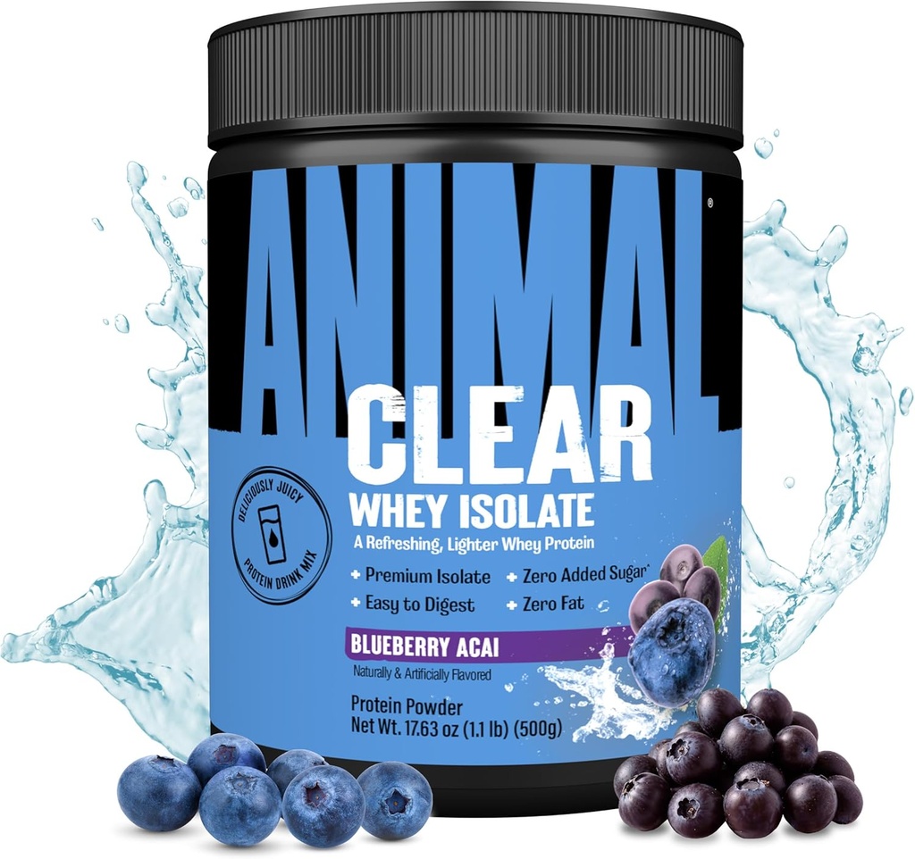 Przezroczysty proszek z białka serwatki - Łatwy do przetrawienia i wymieszania, 5g BCAA, Deliciously Juicy, Odświeżające Napoje Daily dla mężczyzn i kobiet, Blueberry Acai 125g (5 Sług)