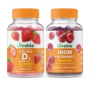 Żywa witamina D 5000 j.m. + Żelazo z witaminą C, Gummies Bundle - Wielki Degustacja, Suplement witaminy, Bez glutenu, Bez GMO, Gummy do żucia