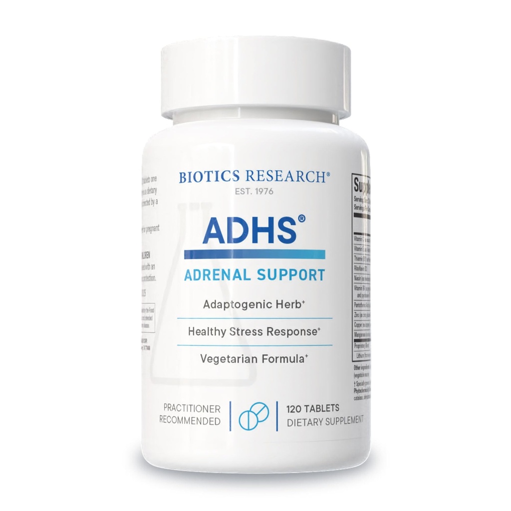 Biotics Research ADHS Wsparcie nadnerczy, Wspiera Normalne poziomy kortyzolu, Wsparcie przeciwutleniacze, Więcej energii, Zdrowa odpowiedź, 120 Tabety