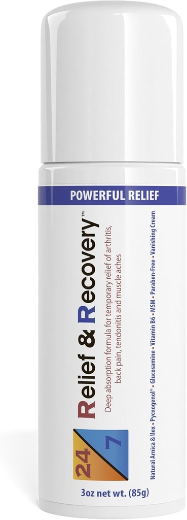 24 / 7 Relief & Recovery Pain Relief Roll On - 3 unce - Mięśnie Relief Pain Cream, Joint Pain Relief, Bursitis Relief Pain, Sciatica Relief Pain, Relief Pain for Feet, Topical Pain Reliever