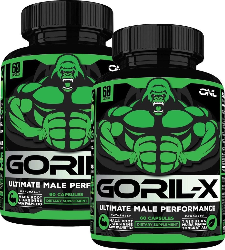 Testosteron Booster Supplement for Men - Goril X Workout Mężczyzna Wzmacnianie pigułek 1000mg - Zwiększenie Rozmiar, Siła i Energia - z Napalone Goat Weed, Tongkat Ali & Tribulus Terrestris - 60 Kapsułki (2pk)