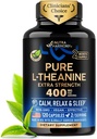 L Theanine 400 mg XI124; L- Theanine Stress Relief XI124; Extra Strong Supplement XI124; Made in USA XI124; Relaxation, Sleep & Calm Support XI124; For Men & Women XI124; Plant Based, Non-GMO & Gluten- Free 124; 120 Vegan kapsułki
