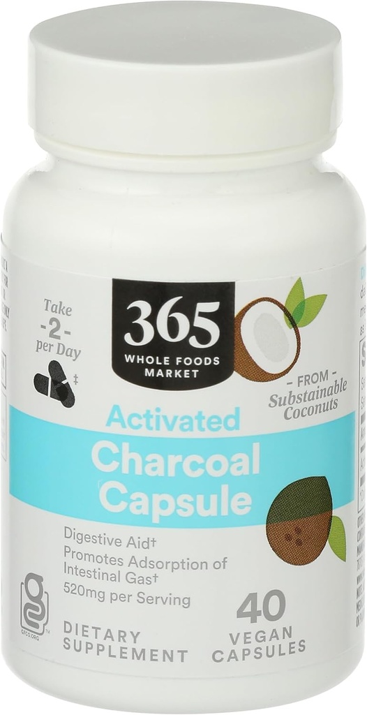 365 By Whole Foods Market, Aktywowany Węgiel, 40 Count
