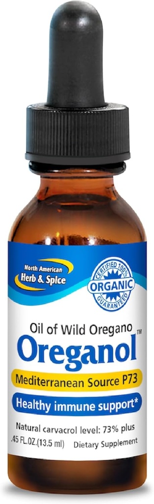 PÓŁNOCNY AMERYKAN HERB & SPICE Oreganol - 0,45 fl. oz. - Nieprzetworzony, Dziki, Organiczny Olej Oregano - Śródziemnomorskie Źródło P73 - Non-GMO - 194 Służenie